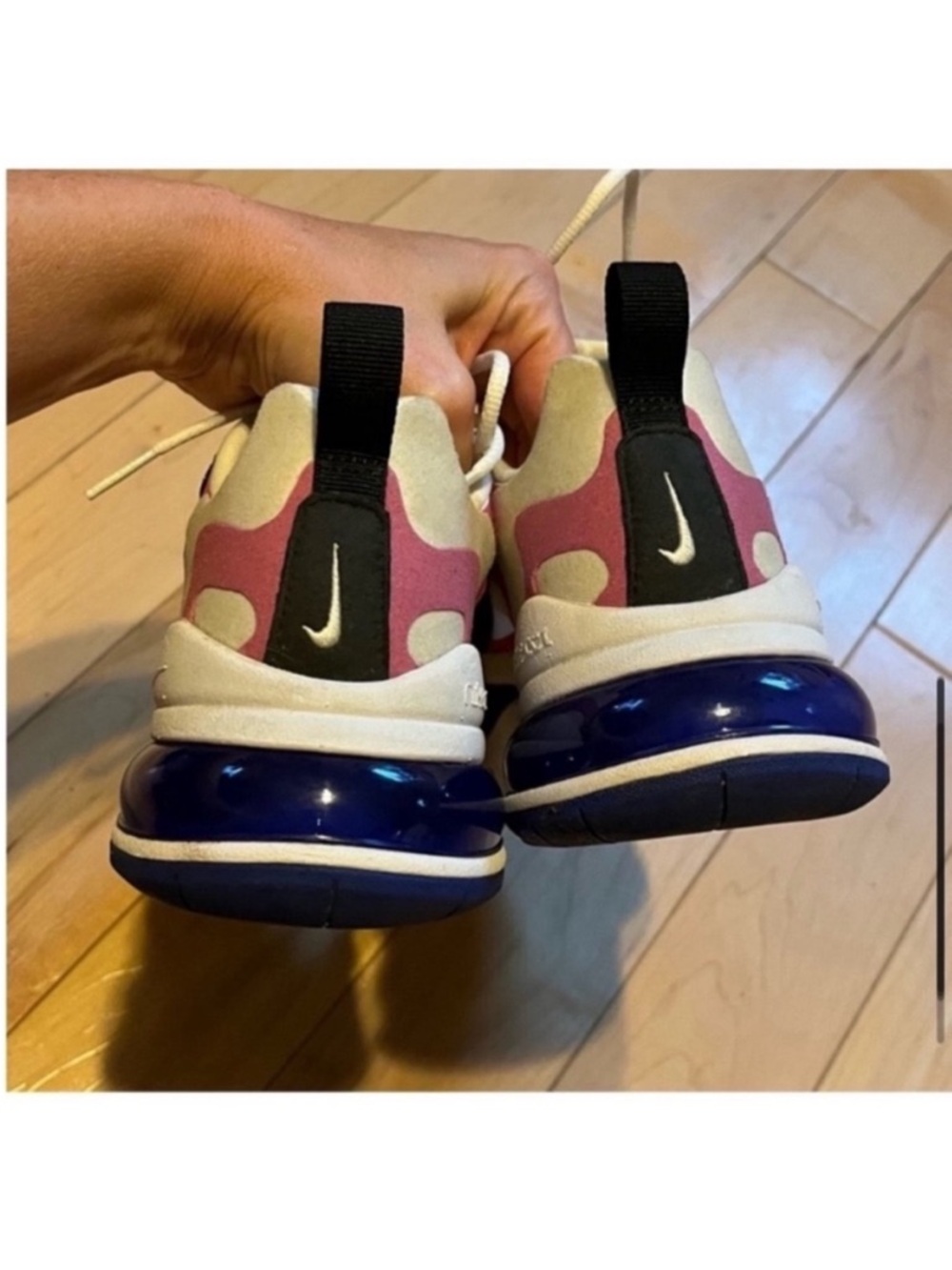 Nike Air Max 270 React Sneakers Summit White/ Cosmic Fuchsia-Black Size 6.5 - Picture 7 of 10